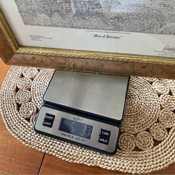 Rare Framed Man Of Sorrows Jesus Scripture Art Print Gold Framed Art 17” x 21.5” - Picture 14 of 14